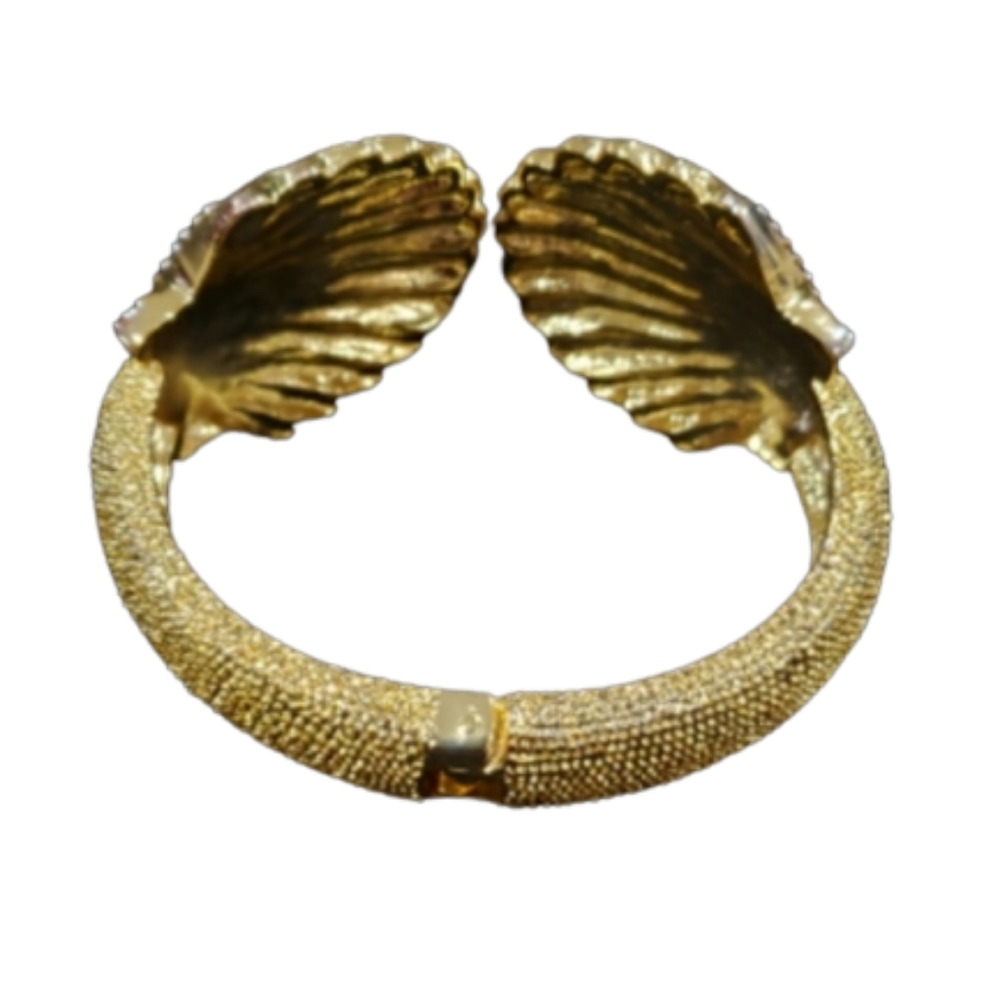 Lilly Pulitzer Shell Bracelet Gold & Rhinestone Spring Hinge Cuff Bracelet - Picture 2 of 3